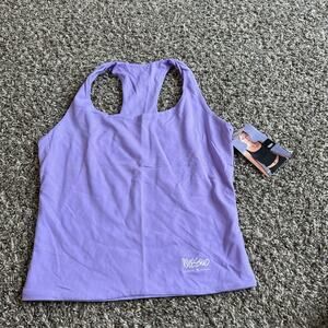 Vintage Mossimo Racerback Crop Tank Top Y2K 90s Purple Logo Fairy Nylon M NEW